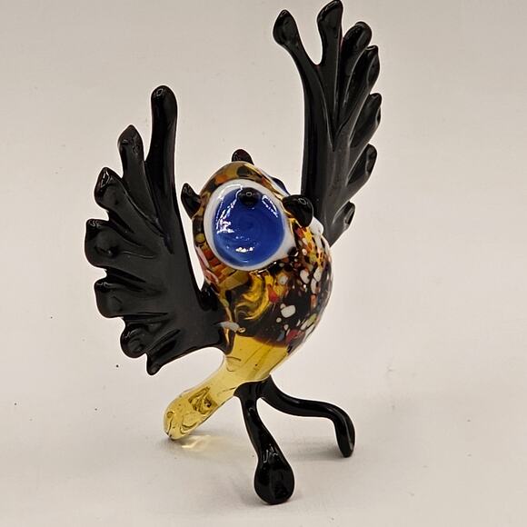 Murano Style Glass Owl Figurine Miniature Hand Blown Colorful Art Sculpture - Picture 6 of 8